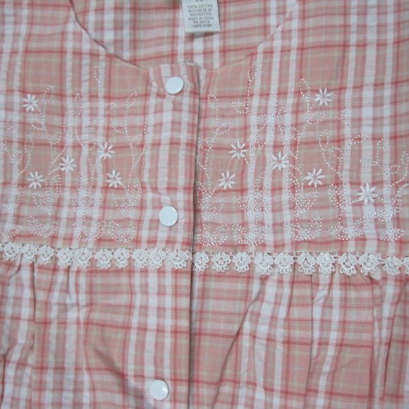 Ladies Short Sleeve Pink House Coat Robe 2x NOS - Picture 7 of 9